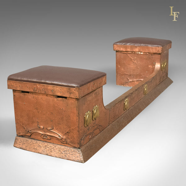 Art Nouveau Copper Fire Kerb, Late Victorian Fireplace Hearth, c.1900 - London Fine Antiques