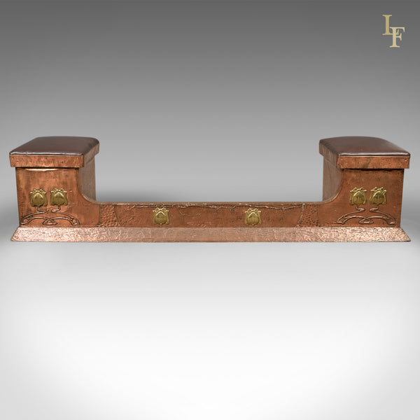 Art Nouveau Copper Fire Kerb, Late Victorian Fireplace Hearth, c.1900 - London Fine Antiques