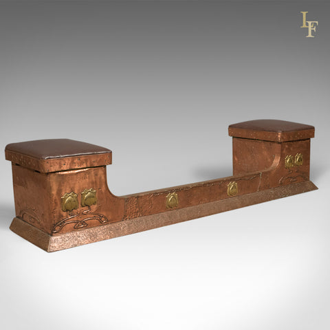 Art Nouveau Copper Fire Kerb, Late Victorian Fireplace Hearth, c.1900 - London Fine Antiques