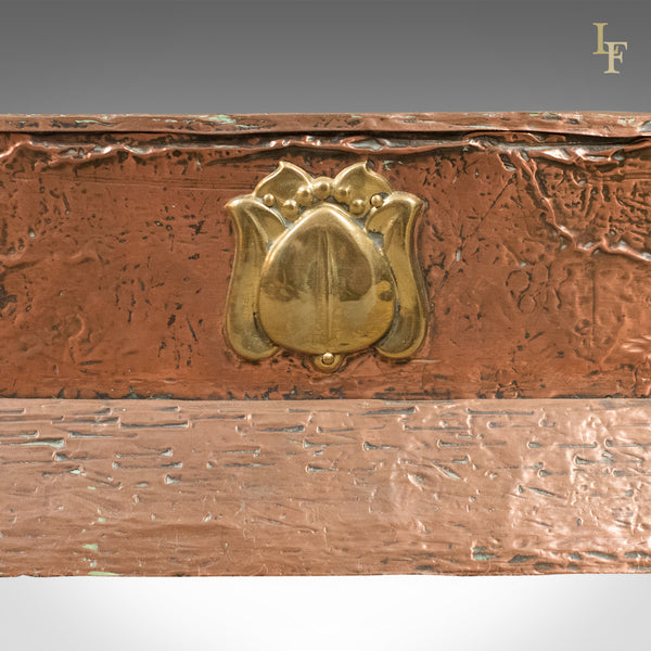Art Nouveau Copper Fire Kerb, Late Victorian Fireplace Hearth, c.1900 - London Fine Antiques