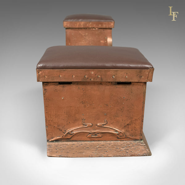 Art Nouveau Copper Fire Kerb, Late Victorian Fireplace Hearth, c.1900 - London Fine Antiques