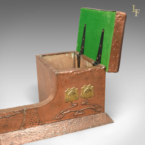 Art Nouveau Copper Fire Kerb, Late Victorian Fireplace Hearth, c.1900 - London Fine Antiques