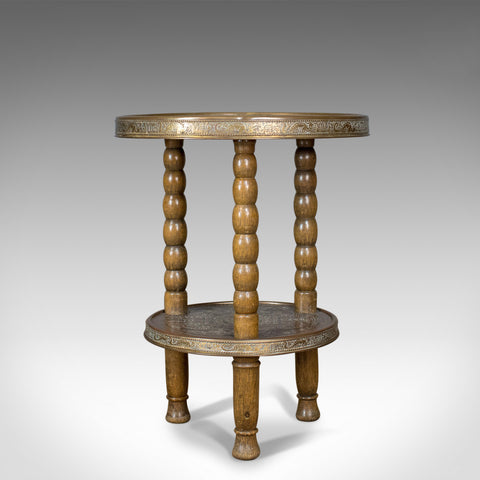 Asian Antique Side Table, Circular Brass Inlaid Tea, Benares, Berber, Circa 1900 - London Fine Antiques