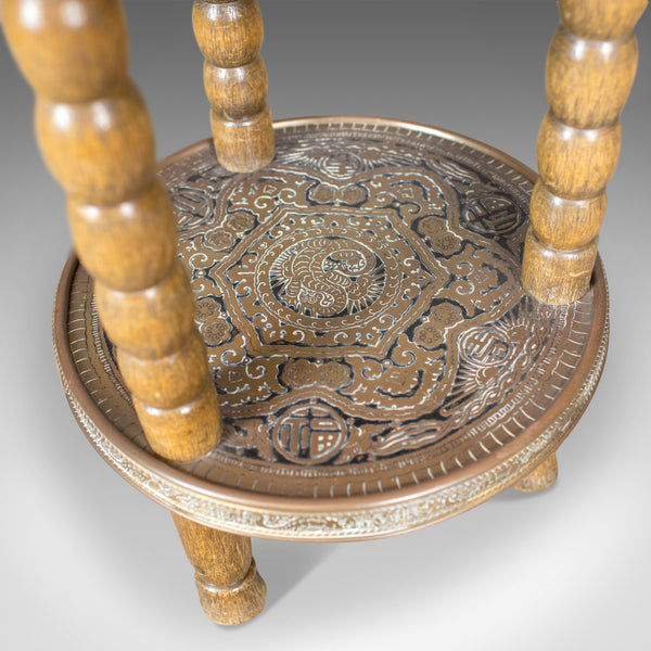 Asian Antique Side Table, Circular Brass Inlaid Tea, Benares, Berber, Circa 1900 - London Fine Antiques