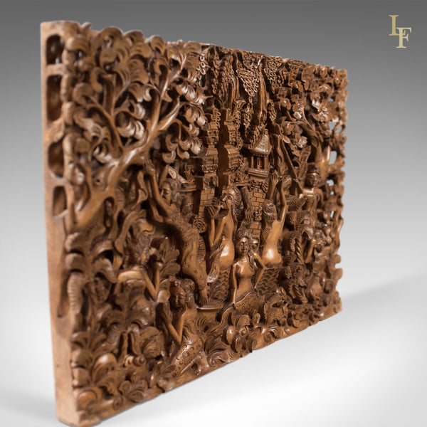 Balinese Carved Wall Panel, Mid-Century Decorative Art - London Fine Antiques