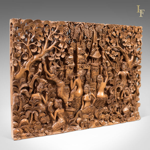 Balinese Carved Wall Panel, Mid-Century Decorative Art - London Fine Antiques