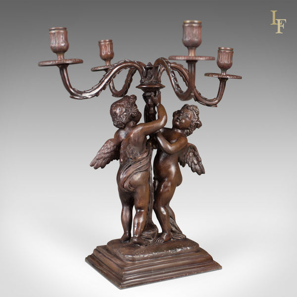 Bronze Girandole Candelabra, 4 Branch, Victorian Revival Candlestick - London Fine Antiques