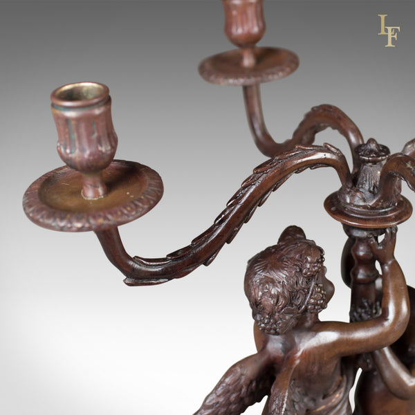 Bronze Girandole Candelabra, 4 Branch, Victorian Revival Candlestick - London Fine Antiques
