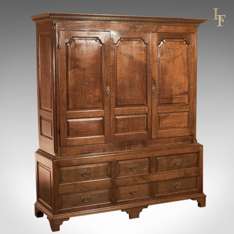 Antique Wardrobe, Georgian Press Cupboard, English Oak Cabinet, Furniture C1800 - London Fine Antiques
