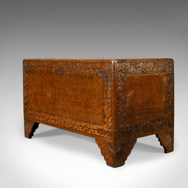 Camphor Wood Trunk, Oriental, Carved, Chest, Art Deco, Circa 1940 - London Fine Antiques