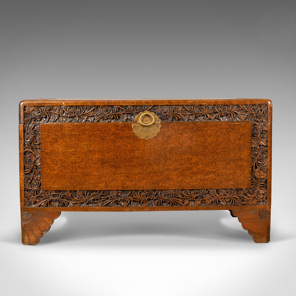 Camphor Wood Trunk, Oriental, Carved, Chest, Art Deco, Circa 1940 - London Fine Antiques