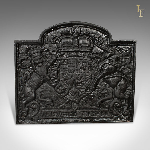 Cast Iron Fire Back, Late 20th Century, Royal Crest - London Fine Antiques