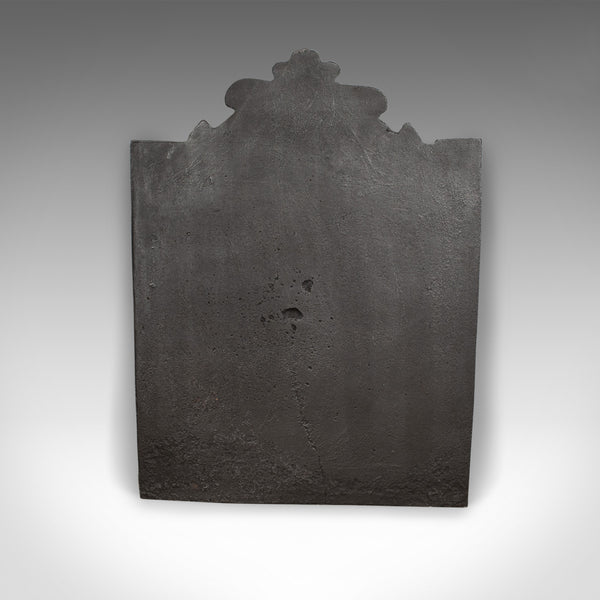 Cast Iron Fire Back, 17th Century Revival, Plate, Figures and Angel, Late C20th - London Fine Antiques