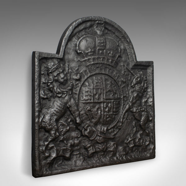 Cast Iron Fire Back, Royal Crest, English, Heavy, Plate, Fireplace, 20th Century - London Fine Antiques