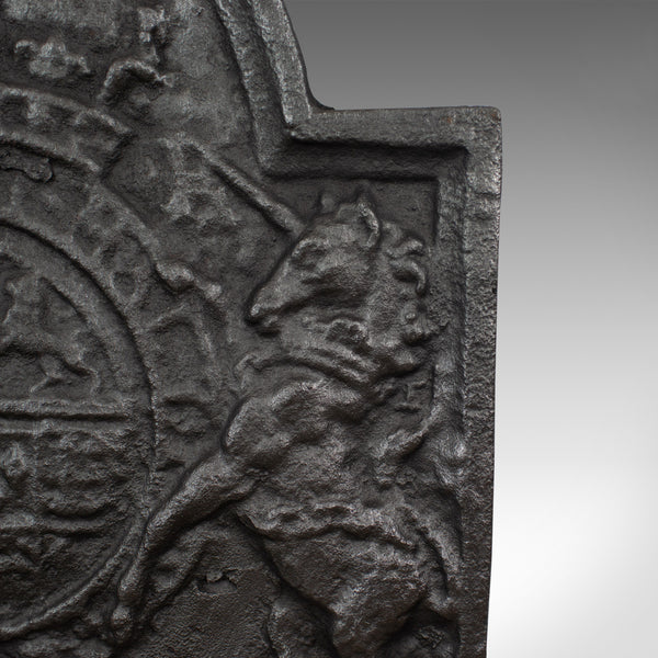 Cast Iron Fire Back, Royal Crest, English, Heavy, Plate, Fireplace, 20th Century - London Fine Antiques