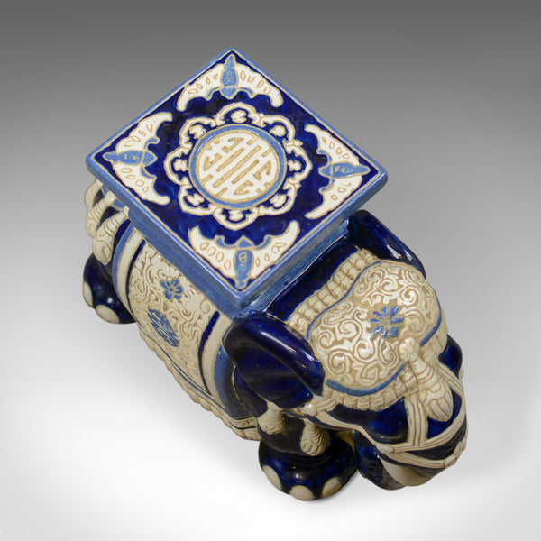 Ceramic Elephant Plant Stand, Garden Companion Table, Mid-Late 20th Century - London Fine Antiques
