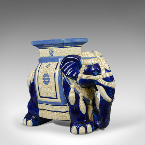 Ceramic Elephant Plant Stand, Garden Companion Table, Mid-Late 20th Century - London Fine Antiques