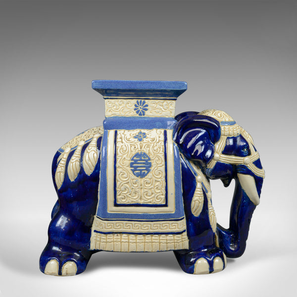 Ceramic Elephant Plant Stand, Garden Companion Table, Mid-Late 20th Century - London Fine Antiques