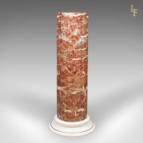 Ceramic Pedestal with Rouge Marble Effect Finish, Late C20th Plant Stand - London Fine Antiques