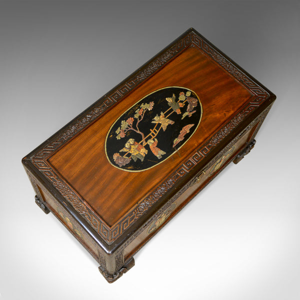 Chinese Camphorwood Chest, Oriental Inlaid Scenes, Trunk, Art Deco Period c.1940 - London Fine Antiques