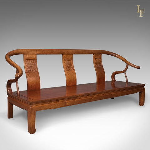 Chinese Rosewood 3 Seater Bench in Traditional Form Dating to Late 20th Century - London Fine Antiques