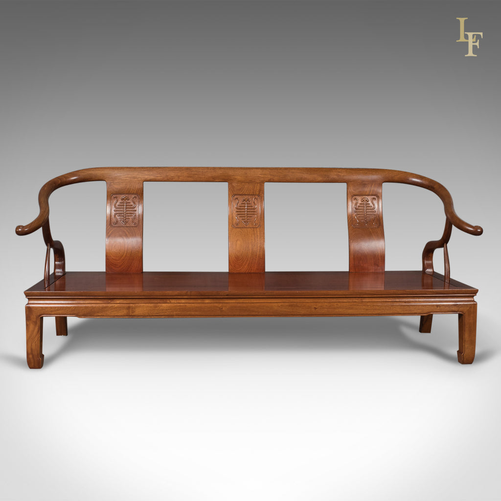 Chinese Rosewood 3 Seater Bench in Traditional Form Dating to Late
