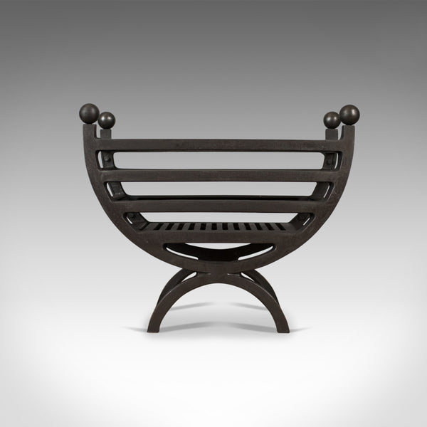 Contemporary Fire Basket, English, Fireplace Accessory, Iron Grate - London Fine Antiques