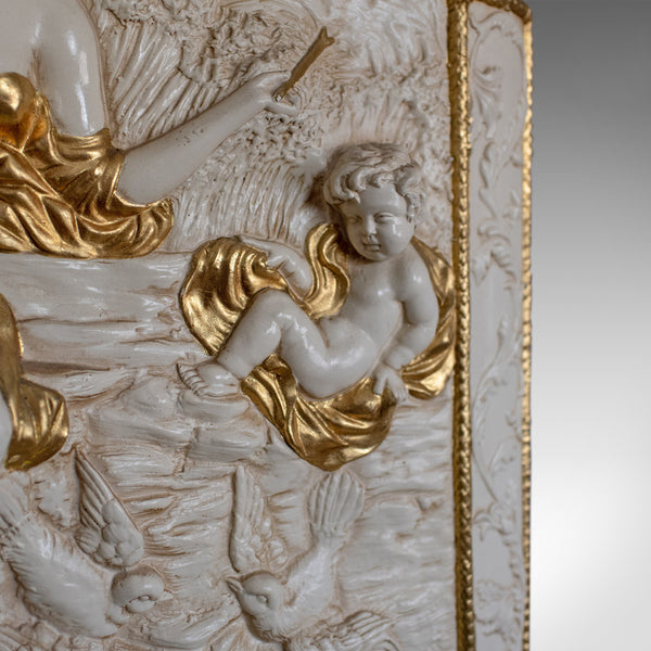 Decorative Panel, Plaster Relief, Female with Putti, Plaque, Late 20th Century - London Fine Antiques