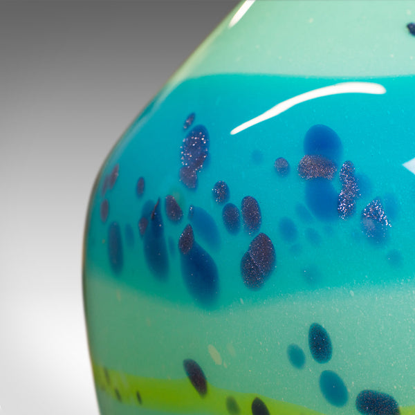 Decorative Stem Vase, English, Glass, Art Vase, Aquatic Overtones, C20th - London Fine Antiques