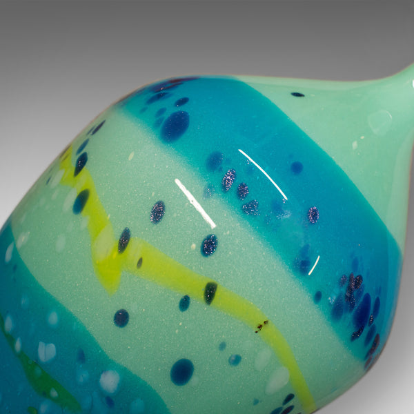 Decorative Stem Vase, English, Glass, Art Vase, Aquatic Overtones, C20th - London Fine Antiques