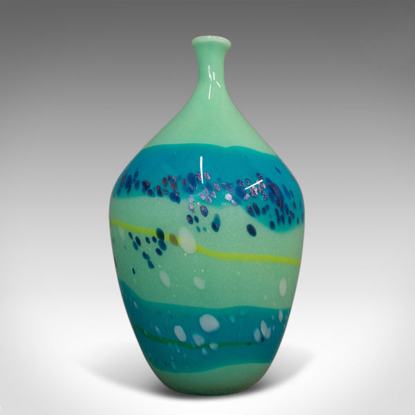 Decorative Stem Vase, English, Glass, Art Vase, Aquatic Overtones, C20th - London Fine Antiques