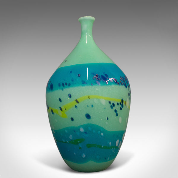 Decorative Stem Vase, English, Glass, Art Vase, Aquatic Overtones, C20th - London Fine Antiques