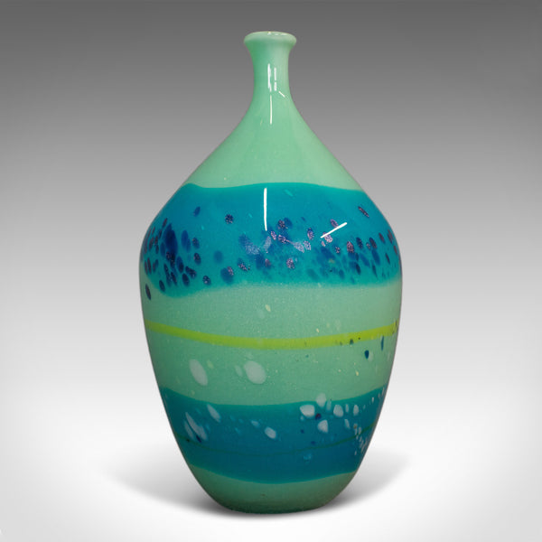 Decorative Stem Vase, English, Glass, Art Vase, Aquatic Overtones, C20th - London Fine Antiques