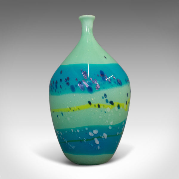 Decorative Stem Vase, English, Glass, Art Vase, Aquatic Overtones, C20th - London Fine Antiques