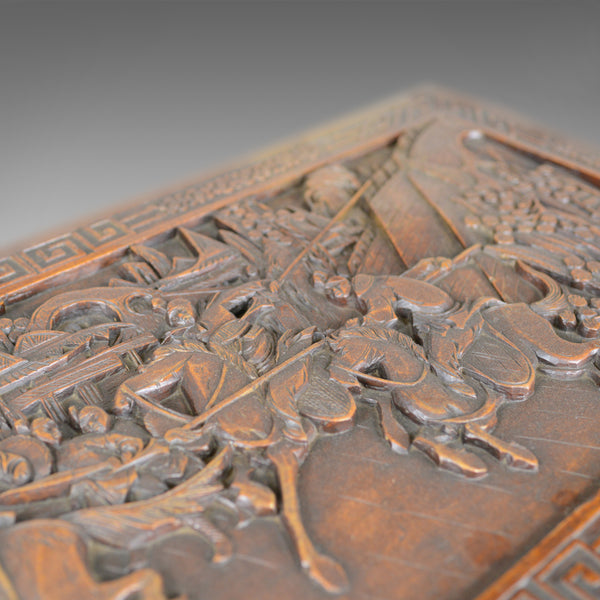 Early 20th Century Camphor Wood Chest, Oriental, Carved Scenes, Trunk c.1930 - London Fine Antiques