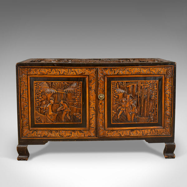 Early 20th Century Camphor Wood Chest, Oriental Carved Trunk - London Fine Antiques