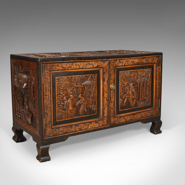 Early 20th Century Camphor Wood Chest, Oriental Carved Trunk - London Fine Antiques