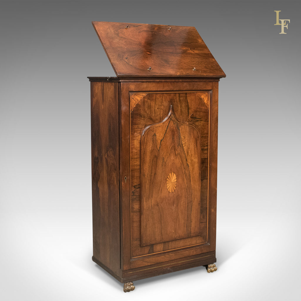 English Regency Antique Music Cabinet with Stand, Rosewood c.1820 - London Fine Antiques