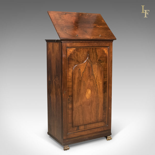 English Regency Antique Music Cabinet with Stand, Rosewood c.1820 - London Fine Antiques