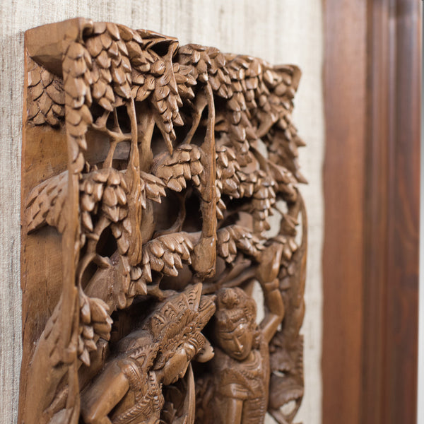 Framed Balinese Carved Wall Panel, Mid-Century Decorative Art - London Fine Antiques