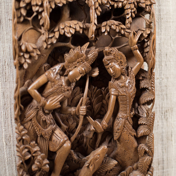 Framed Balinese Carved Wall Panel, Mid-Century Decorative Art - London Fine Antiques