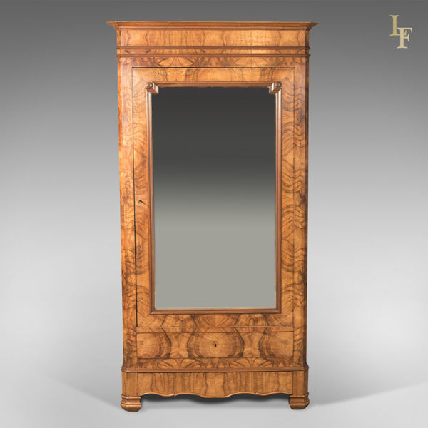 French Antique Armoire, 19th Century Wardrobe Burr Walnut - London Fine Antiques