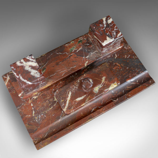 French Antique, Art Deco, Marble Desk Stand, Large, Inkwell, Blotter, c.1930 - London Fine Antiques