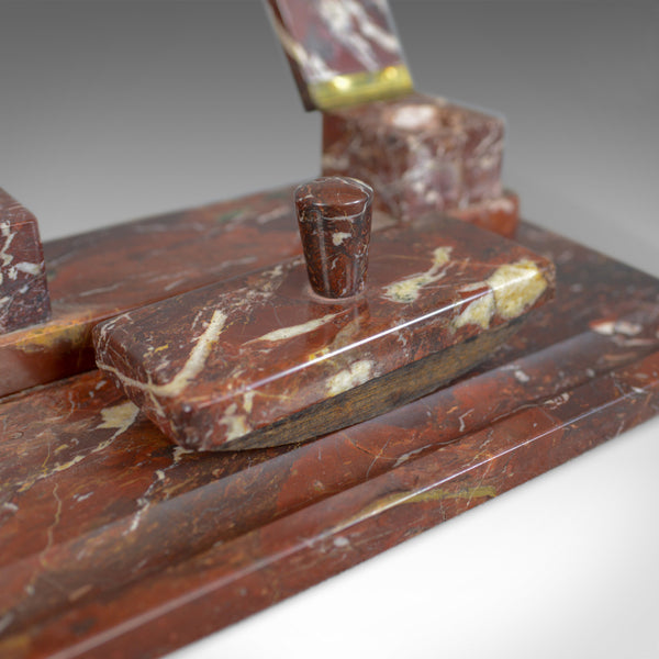 French Antique, Art Deco, Marble Desk Stand, Large, Inkwell, Blotter, c.1930 - London Fine Antiques