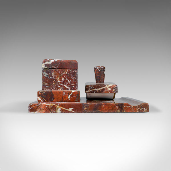French Antique, Art Deco, Marble Desk Stand, Large, Inkwell, Blotter, c.1930 - London Fine Antiques