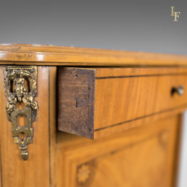 French Antique Bedside Cabinet, Marble Top Nightstand c.1890 - London Fine Antiques