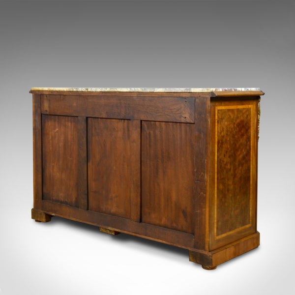 French Antique Cabinet, Empire Revival, Low, Cupboard, Marble Top, Circa 1900 - London Fine Antiques
