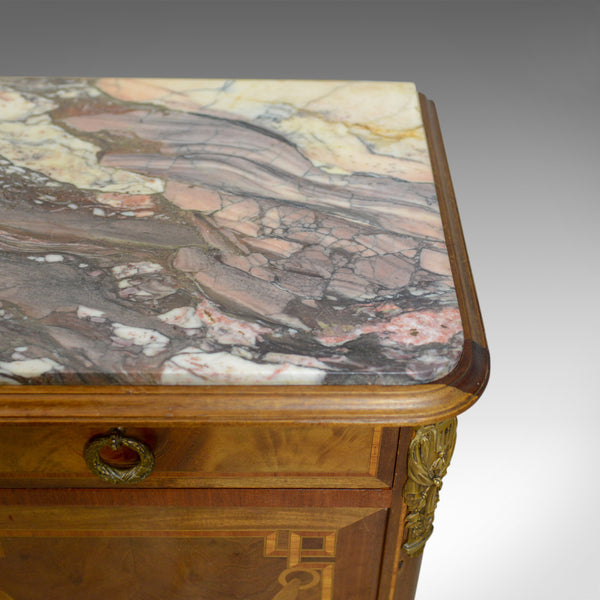 French Antique Cabinet, Empire Revival, Low, Cupboard, Marble Top, Circa 1900 - London Fine Antiques