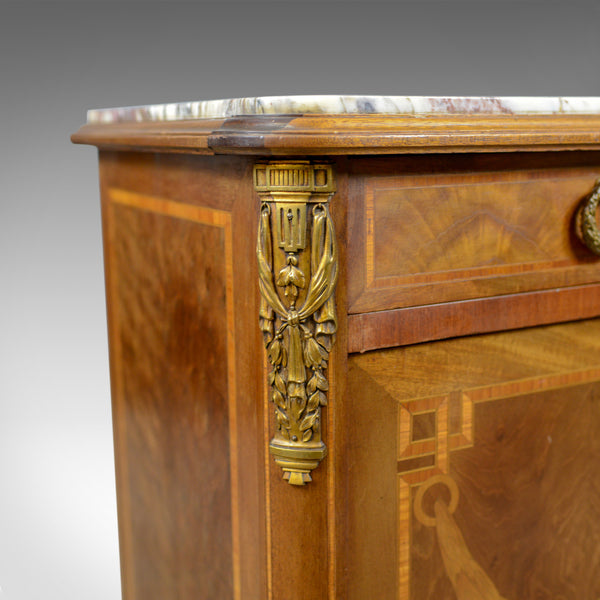 French Antique Cabinet, Empire Revival, Low, Cupboard, Marble Top, Circa 1900 - London Fine Antiques