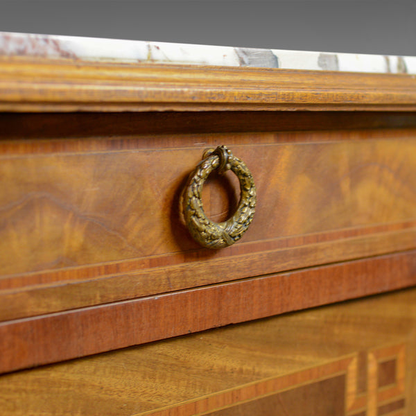 French Antique Cabinet, Empire Revival, Low, Cupboard, Marble Top, Circa 1900 - London Fine Antiques